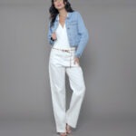 Jaqueta Feminina  Cropped 30371 - Estonado Azul Médio-034069, P