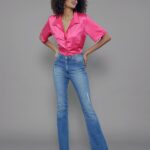 Calça Feminina Cintura Alta 30346 - Estonado Azul Médio-034069, 34