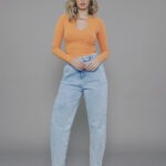 Calça Feminina Cintura Alta 30350 - Estonado Azul Médio-034069, 34