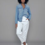 Camisa Feminina Manga Longa 30362 - Estonado Azul Médio-034069, P