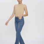 Calça Feminina Boot Cut Cintura Alta Barra Larga 30417 - Estonado Azul Médio-LAV-010, 36