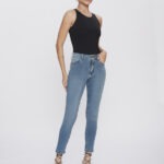 Calça Feminina Skinny Cintura Alta 30434 - Estonado Azul Médio-LAV-010, 36
