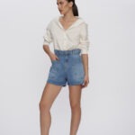 Short Feminino Clochard Cintura Alta com Elástico 30394 - Estonado Azul Médio-LAV-010, 36