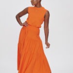 Saia Feminina Longa Marias em Malha SA.162.0003 - Laranja, PP