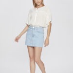 Mini Saia Feminina Slim com Recorte Frontal 30462 - Estonado Azul Claro-LAV-011, 36