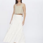Regata Feminina Cropped Alça Larga em Linho BL.163.0047 - Natural, PP