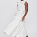 Saia Feminina Longa Marias em Malha SA.162.0003 - Off White, PP