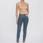 Calça Feminina Skinny Cintura Alta 30442 - Estonado Azul Médio-LAV-010, 36