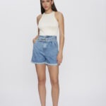 Short Clochard Cintura Alta 30386 - LAV-010-ESTONADO AZUL MÉDIO, 36