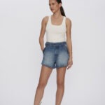 Short Feminino Confort Cintura Média 30401 - Estonado Azul Médio-LAV-010, 36
