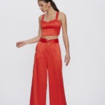 Calça Feminina Wide Leg com Cinto Forrado CL.163.0052 - Vermelho, 36