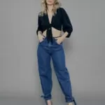 Calça Feminina Cintura Alta 30344 - Estonado Azul Escuro-034070, 34
