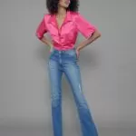 Calça Feminina Cintura Alta 30346 - Estonado Azul Médio-034069, 34