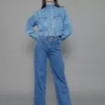 Jaqueta Feminina Gola Transpassada 30369 - Estonado Azul Médio-034069, P