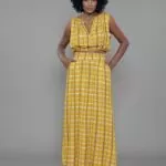 Saia Feminina Evasê com Elástico SA.163.0004 - Estampado Mostarda-103686, PP