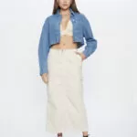 Jaqueta Feminina Cropped Oversize 30456 - Estonado Azul Médio-LAV-010, P