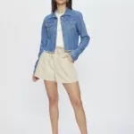 Jaqueta Feminina Cropped 30457 - Estonado Azul Médio-LAV-010, P