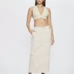 Saia Feminina Midi Slim Cargo 30465 - Areia-000729, 36