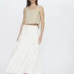 Regata Feminina Cropped Alça Larga em Linho BL.163.0047 - Natural, PP